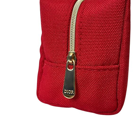 Dior Beauty CD Logo Berry Red Makeup Bag Zip Pouch - Picture 4 of 8